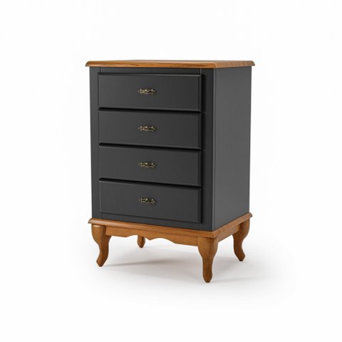 Mesa de Cabeceira 4 Gavetas Clássico Preto Imbuia Mdf