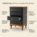 Ver imagem 3 de Mesa de Cabeceira 4 Gavetas Clássico Preto Imbuia Mdf