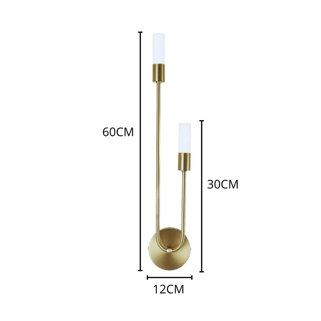 Arandela Parede 2 Lampadas "u" Aluminio Não Enferruja:dourado Fosco - 3