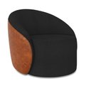 Ver imagem 2 de Poltrona Sala Orgânica Lua Fixa Sintético Pu Nozes/bouclê Preto D03 - D’Rossi