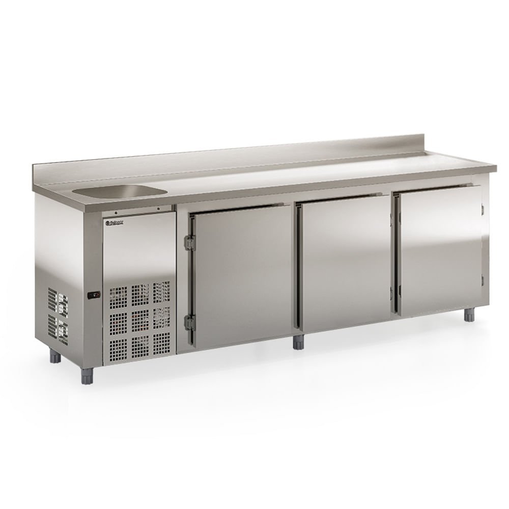 Balcão Frigorífico de Encosto GBFE-250 CE AI - Aço Inox 765L Cuba Lado ...