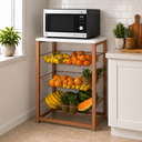 Ver imagem 1 de Fruteira para Cozinha com Suporte para Micro-Ondas 3 Cestos Ferro Cobre Tampo Branco