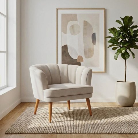 Poltrona Decorativa para Recepção Pés de Madeira Natural Tecido Veludo Premium Suporta 120kg