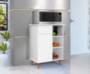 Ver imagem 1 de Móvel de Cozinha Cristal – Balcão Fruteira com 1 Porta, 1 Gaveta e Espaço Micro-ondas Branco