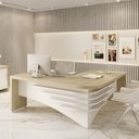 Ver imagem 2 de Mesa para Escritório em L Direito 200x180cm Atria Executiva A02 Carvalho Branco - Lyam Decor