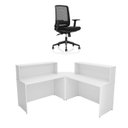 Ver imagem 1 de Balcão de Atendimento em L 120x60cm para Loja e Recepção + Cadeira Ergonômica Netflex Reclinável