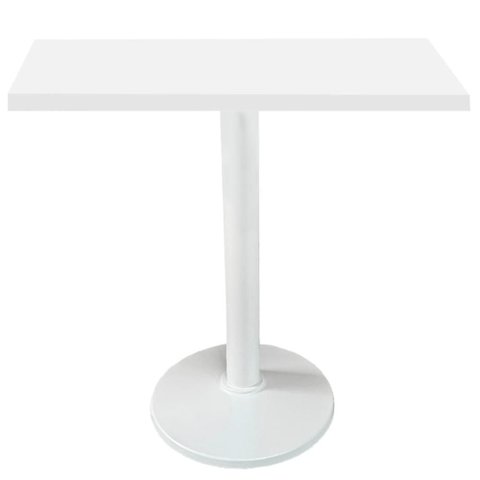 Mesa Zeta Ferro Branco 75 Cm (alt) Disco Redondo Tampo Mdp Quadrado 80 Cm (larg) X 2,50 Cm Alt
