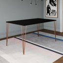 Ver imagem 1 de Mesa de Jantar Elen 140x80cm Tampo Preto com Base Cobre Preto