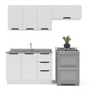 Ver imagem 3 de Armário de Cozinha Modulada Completa 3 Peças 200cm sem Tampo 250057 Meena Politorno Móveis