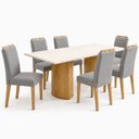 Ver imagem 2 de Conjunto Mesa de Jantar 6 Lugares Isla com Cadeiras Lyra MDF Cinamomo Off White Cinza