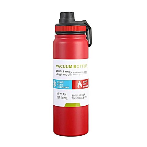 Garrafa Térmica Inox 800ml com Tampa:vermelho