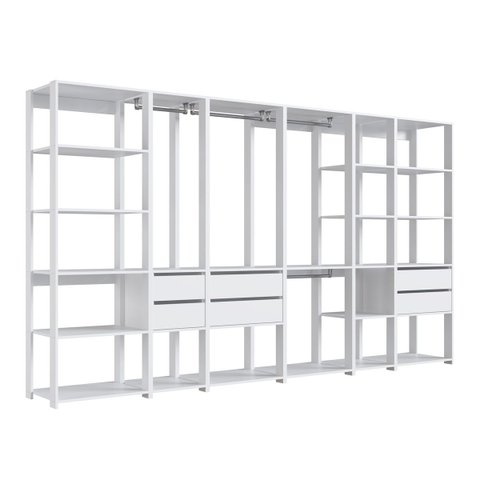 Guarda Roupa Closet 6 Torres 6 Gavetas 320cm Branco Cl