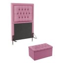 Ver imagem 1 de Kit Cabeceira Estofada Decorativa Antares e Calçadeira Sagitarius 90 Para Cama de Solteiro Sued Rosê