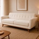 Ver imagem 2 de Sofá Linden 2 Lugares Fixo 150cm Off White Bouclé Fibra Sintética S&a