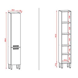 Armário Paneleiro Simples Ametista 2 Portas Freijó Supremo - Kits Paraná - 3