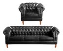 Ver imagem 1 de Conjunto Sofá 3 Lugares E Poltrona Dom Pedro Chesterfield Capitonê - Couríssimo Preto