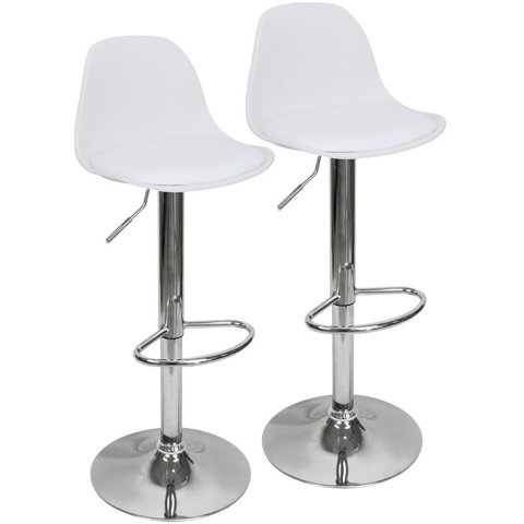 Conjunto 2 Banquetas Joly Eames Base Giratória Cromada Movescan Branca Branca