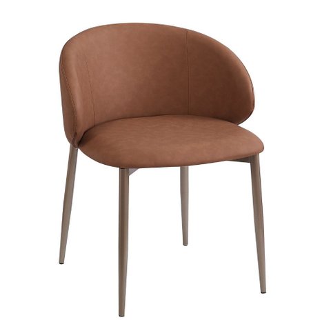 Cadeira Firenze Base Champagne - Pu Caramelo