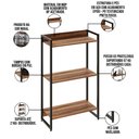 Ver imagem 6 de Kit Para Escritório Estante Areta 3 Prateleiras Mesa Industrial Aspen 90cm C01 Nogal - Lyam Decor