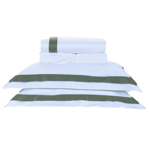 Roupa de Cama Casal Queen Laisa 400 Fios Egípcio 100% Algodão 04 Peças - Verde