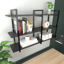 Ver imagem 1 de Prateleira Industrial Moveis Escritorio Quarto Estante Infantil Plantas Preto Ferro e Madeira