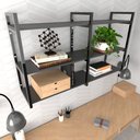 Ver imagem 3 de Prateleira Industrial Moveis Escritorio Quarto Estante Infantil Plantas Preto Ferro e Madeira