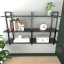 Ver imagem 2 de Prateleira Industrial Moveis Escritorio Quarto Estante Infantil Plantas Preto Ferro e Madeira