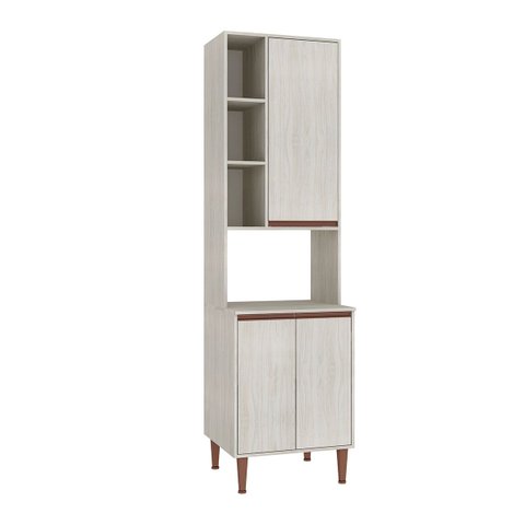 Paneleiro para Cozinha com Nicho Microondas 60 X 214 Cm New Mdp Legno Nogueira - Clicklar