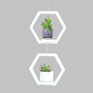 Suporte de Plantas Hexagonal Duplo Pequeno Branco Ice