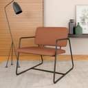 Ver imagem 2 de Poltrona Estofada Sintra Preto Fosco/suede Terracota - Móveis Arapongas