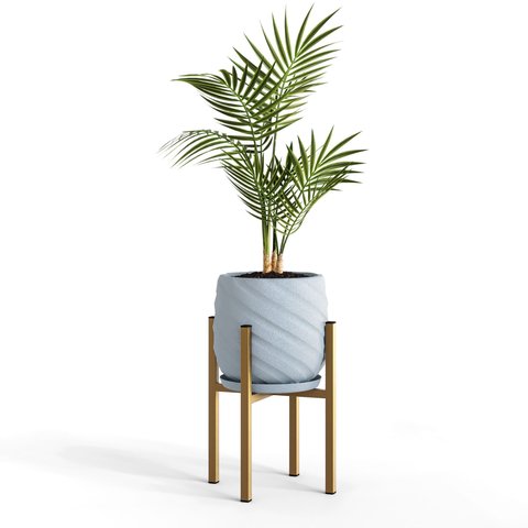 Suporte para Vasos de Plantas com Cachepot em Metal Desmontável 40cm Dourado