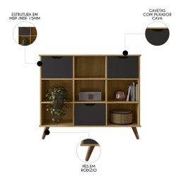 Nicho Organizador Retrô 3 Gavetas Freijó/preto - Qmovi - 3