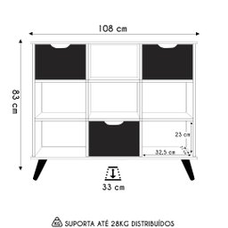 Nicho Organizador Retrô 3 Gavetas Freijó/preto - Qmovi - 4