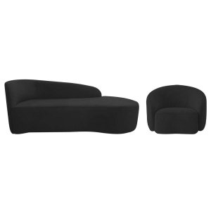 Kit Divã Recamier Orgânico França 160cm Lado Direito e Poltrona Amore Bouclé