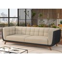 Ver imagem 2 de Sofá 2 Lugares 180cm Coin Pu Preto | Bouclé Suave Off White - Sallar Home