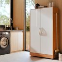 Ver imagem 2 de Armário Multiuso para Áreas Externas Porta Produtos de Limpeza e Vassouras:off White