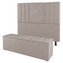 Ver imagem 1 de Kit Cabeceira e Baú Cama Box Queen Size Grace 160cm Suede Bege - Desk Design