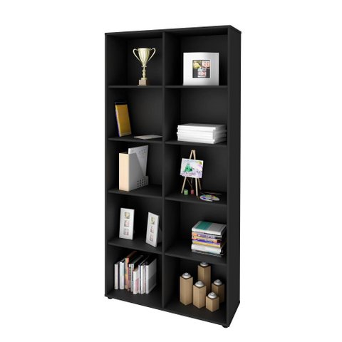 Estante para Livros com 10 Nichos Clean Preto Artany