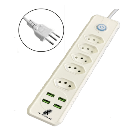 Filtro de Linha Bivolt 10a Cabo 2m 5 Tomadas 4 Usb X-cell