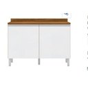 Ver imagem 1 de Balcão Multiuso Casa e Escritório 1m Branco Fosco com Tampo em Évora Fosco Mdf Rino Móveis