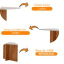 Ver imagem 4 de Mesa Sala de Jantar Olimpia 120cm Em MDF e Vidro Com Canto Copo