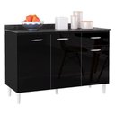 Ver imagem 2 de Balcão de Cozinha com Tampo e Armário Aéreo 120 Cm Preto – Poquema