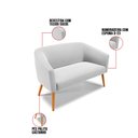 Ver imagem 5 de Kit 01 Namoradeira 02 Lugares e 01 Poltrona Stella Suede Pés Palito Castanho - D’Rossi - Cinza