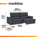 Ver imagem 3 de Sofá Retrátil e Reclinável 4 Lugares 2,50m Monique