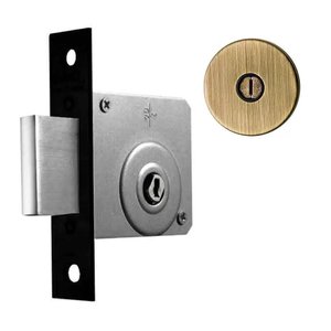 Fechadura Trava Tetra Auxiliar 140 R68 Roseta Redonda Oxidado 40mm Sm Papaiz