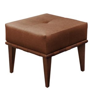 Puff Banqueta Noé Luxo Madeira Maciça Castellar Móbile Corino Caramelo