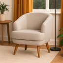 Ver imagem 2 de Poltrona Dekorien Tamara Linho Aveia Decoração Alto Acabamento