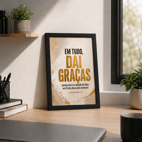 Quadro Decorativo em Tudo Dai Graças 1 Tessalonicenses 5:18