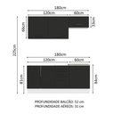 Ver imagem 4 de Armário de Cozinha Compacta 180cm Branco Preto Agata Madesa 03