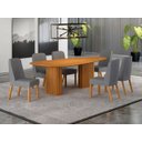 Ver imagem 1 de Conjunto Jantar 6 Cadeiras Maciça 2x1 Iza - Arbo Design - Cinamomo - Linho Cinza